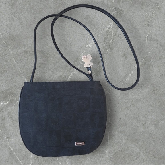 TOUS Vintage Minimalist Canvas Crossbody Bag, Teddy Bear Bag Charm - Picture 2 of 16